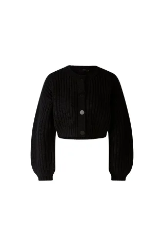 Oui - Strickjacke mit Wolle black - Gr. - 38