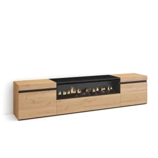Skraut Home Lowboard, Eiche, Holzwerkstoff, Rechteckig,Rechteckig, 200x45x35 cm, Wohnzimmer, Wohnwände, Lowboards, Lowboards stehend