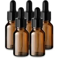CK Verpackung GmbH Pipettenflasche 5x Braune Glasflasche 15 ml mit schwarzer Pipette Tropfer leer DIN 18
