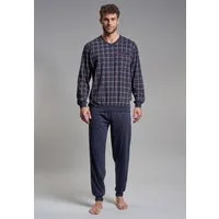 GÖTZBURG Pyjama Bronx (2 tlg) Langarm, V-Ausschnitt, lange Hose, Baumwolle, mit Muster