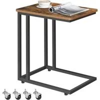 VASAGLE Beistelltisch (1-St), mit Rollen, C-Form, mobiler Kaffeetisch, 35 x 50 x 60 cm