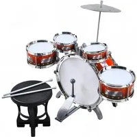 KRUZZEL Kinderschlagzeug Schlagzeug für Kinder XL Bass 4 Trommeln Becken Hocker Drumsticks