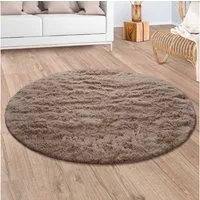 Paco Home Hochflor-Teppich Silky 591, rund, Höhe: 37 mm, Uni Farben, besonders weich und kuschelig