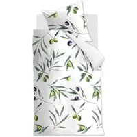 Ambiante Bettwäsche Olive Branche, Baumwolle, Olivenzweige auf weißem Hintergrund