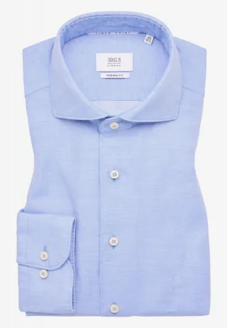 ETERNA - Modern Fit: Leinenhemd blau - Gr. - 42