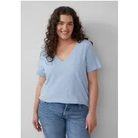 s.Oliver Kurzarmshirt T-Shirt T-Shirt aus Flammgarn mit V-Ausschnitt
