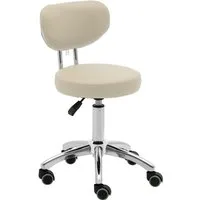 Physa Drehstuhl Rollhocker mit Rückenlehne Friseurhocker Kosmetikhocker 150 kg, Dunkelbeige