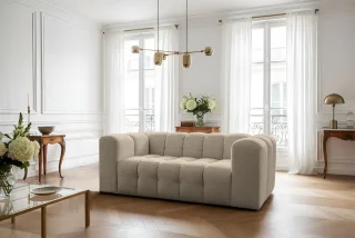 Sofa Designersofa SOLVIE 2-Sitzer in Stoff Moly Beige