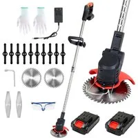 Clanmacy Akku-Rasentrimmer Rasentrimmer inkl. 2x Akku Mit Ladegerät Trimmer Freischneider Set