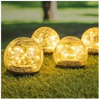 Spetebo LED Gartenleuchte LED Solar Kugel Leuchten - 4er Set, 2, LED fest integriert, warmweiß, Gehwegbeleutung