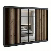 A&J MöbelLand GmbH Schiebetürenschrank NORIVO 200 cm mit 3D-Lamellen und Spiegelfront (TOP ANGEBOT! Geräumiger Schrank mit einer Breite von 200 cm ideal zur Aufbewahrung von Kleidung und Accessoires. Wählen Sie das ideale Modell für Ihr Schlafzimmer!