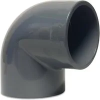 Mega Group Gewindefitting Winkel 90° PVC-U Klebemuffe 10 - 16 bar, grau, Ø 50 mm (PN16)