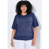 Ulla Popken T-Shirt T-Shirt Glitzermotiv Rundhalsausschnitt Halbarm