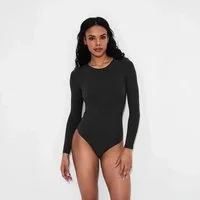 cfab (creamy fabrics) Body Crew Neck Longsleeve Bodysuit-Schwarz-L (1-tlg)