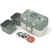 Monbento Lunchbox Kinder TRESOR 16 x 9.2cm Waschbär Grün Lunch Bentobox 0.8L
