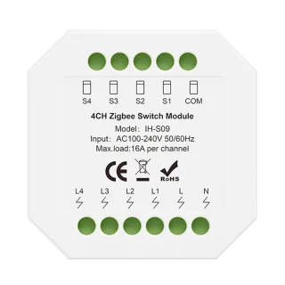 IH-S09 Tuya 1-4CH Zigbe Smart Switch Module 16A/Channel APP Remote Control Timer Schedule Countdown Functions Voice Cont