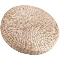 FUROKOY Bodenkissen Tatami-Sitzkissen aus Stroh, 40 cm, rund,handgewebt, Stroh-Strickmatte, Gewebte Kissen für Fenster Yoga sitzen Meditation