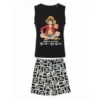 One Piece Schlafanzug Anime One Piece Ruffy Jungen Schlafanzug Pyjama Shirt Shorts (2 tlg) 100% Baumwolle, Gr. 140 bis 164