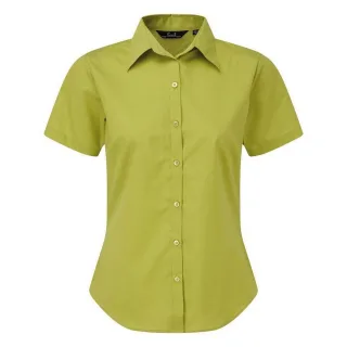 Premier Damen Kurzarm Popeline Bluse / Arbeitshemd (Limette)
