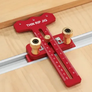 Thin Table Saw Jig Adjustable Aluminum Guide Fits 3/8 x 3/4 U Slot 1/4 x 3/8 T Slot Precision Cutting Laser Engraved Sca