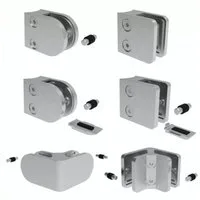 StahlFux Glaszaun Glashalter Glasklemme 8-12 mm, (Spar-Set, 1-St., für Glasscheiben), Optional mit Glasrutschschutzplatte und Sicherungsstiften ausgestattet