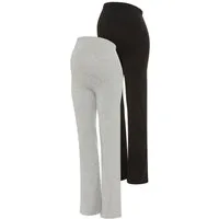Neun Monate Umstandsleggings 2er Pack Umstands-Leggings mit geradem Bein (Packung, 2-tlg., 2) für Schwangerschaft, aus weicher Baumwollmischung, langer Schnitt