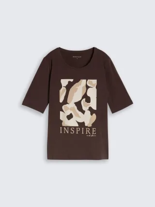Tom Tailor - Slim Fit T-Shirt mit Print java dark brown - Gr. - M