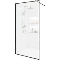 HOME DELUXE Duschwand Duschabtrennung BAKI Schwarzer Rahmen, Einscheibensicherheitsglas, 5 Bretter