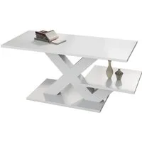 Merax Couchtisch Sofatisch Beistelltisch mit X-förmige Designbeine (1-St), Wohnzimmertisch mit 2 Tischplatten, 100x48x45cm