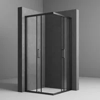Boromal Eckdusche 90x80x185cm Duschkabine Schwarz 80x90x185cm Eckeinstieg Schiebetür, BxT: 80x90 cm, 5mm Sicherheitsglas, Duschabtrennung 90x80 80x90, 16 Türrollen, Aluprofile, Schnellfreigabefunktion, (88-90) x (78-80) x 185cm