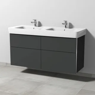 Sanipa 3way Waschtischunterbau zu Geberit Renova Plan Waschtisch mit 4 Auszügen, Graphit-Matt BP8821B