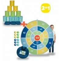alldoro Spiel Wurfspiel Set für Kinder - Dosenwerfen & XXL Klett-Dartspiel Ø 142 cm, Dosenwurf & Riesen-Dartscheibe, für Kindergeburtstag, indoor & outdoor