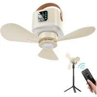 Lapalife Deckenventilator Akku Ventilator Mit LED Licht, Tragbar Hängelampe Mit Fernbedienung, 4 Windstufen & 3 Helligkeitsstufen, für Zelt Garten Wohnmobil