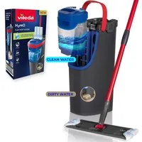 Vileda Bodenwischer-Set Vileda H2PrO Flat Mop System, (Set, 3-St), 100%-ige Trennung von sauberem und schmutzigem Wasser