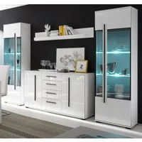 Furn.Design Wohnwand Design-D, (Set 4-teilig, ca. 290 x 200 cm), in weiß Hochglanz, mit Soft-Close