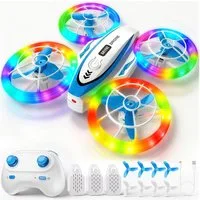 POPOLIC Mini-Drohne für Kinder, ferngesteuerte Drohne mit LED-Leuchten Spielzeug-Drohne (2 Geschwindigkeitsmodi, 3 Batterien, 3D-Flip-Headless-Modus-Spielzeug, Geschenke für Jungen und Mädchen im Alter von 6–16 Jahren)