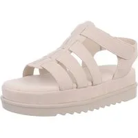 Ital-Design Moderne Plateausandalen mit geflochtenen Riemen für Damen Plateausandaletten (89368514) Flach Plateausandaletten in Beige
