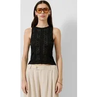 QS Muskelshirt T-Shirt Jerseytop mit transparentem Strukturmuster