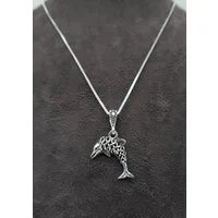 NAHLE Kette mit Anhänger Silberkette Delfin Kette 925 Silber, rhodiniert