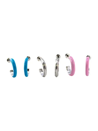 Steuer Modeschmuck Creolen Set 6-teilig Metall Glänzend Lack mehrfarbig