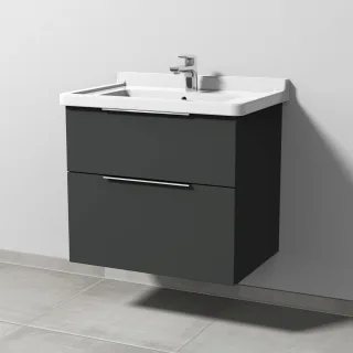 Sanipa 3way Waschtischunterbau zu Duravit Starck 3 Waschtisch mit 2 Auszügen, Graphit-Matt UP7101B