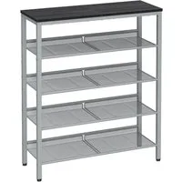 VASAGLE Schuhregal Schuhschrank offen, Schuhablage, für Taschen, Eingangsbereich, Flur, 5-stöckiger, verstellbare Gitterablagen, 28x75x93 cm, große Oberfläche
