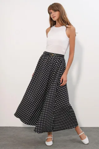High-Waist Pünktchen Maxi-Rock