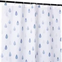 ANRO Duschvorhang FASTY Tropfen Anti-Schimmel Polyester Badezimmervorhang Bad-Stoff Breite 120 cm (Packung, 1-tlg., Duschvorhang inkl. Aufhängeringe), robuster Vorhang Stangenaufhängung 120x200cm Skandi Bad Blau