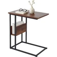 relaxdays Beistelltisch mit Ablage und Fach, Industrial-Schwarz