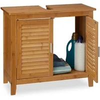 relaxdays Waschbeckenunterschrank LAMELL Bambus