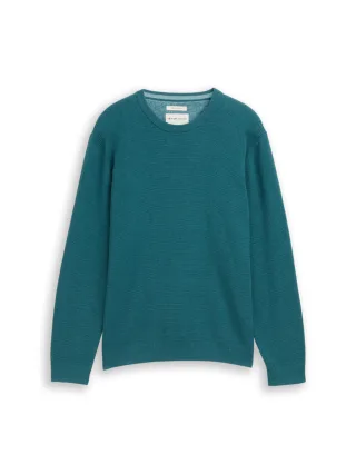 Tom Tailor - Basic Pullover in Unifarben mit Rundhalsausschnitt grün - Gr. - XL