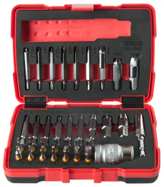 KS Tools 1/4" + 10 mm Torx- und Innensechskant-Schrauben-Ausdreher-Satz, 34-tlg - 150.7060