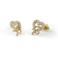 Guess Paar Ohrstecker JUBE06054JWYGT/U, für Damen Pavé Herz Goldfarben