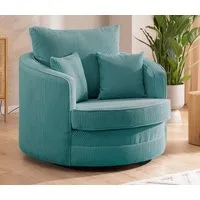 S-Style Möbel Drehsessel Ted Love Seat XXL 360 Grad drehbar aus Cord-Stoff, mit Wellenfederung